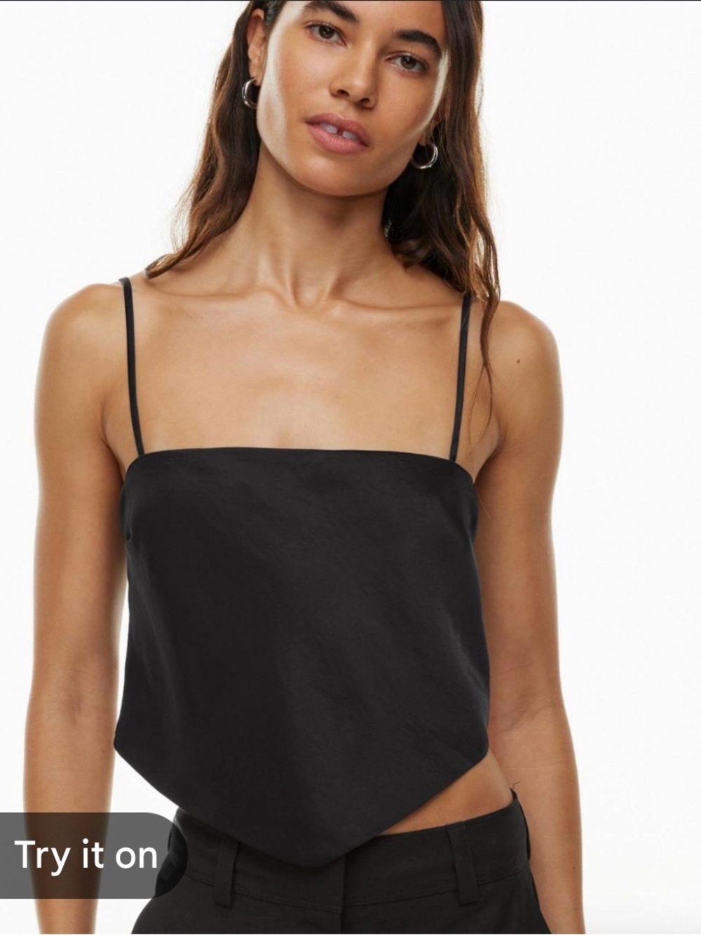 ARITZIA SUNDAY BEST Black Satin Open Back Crop Top